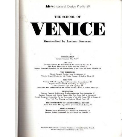 Architectural Design Vol. 55 No. 5/6 The School of Venice